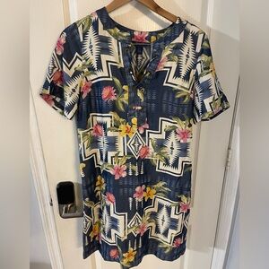 Tommy Bahama Navy Floral Geometric Midi Dress